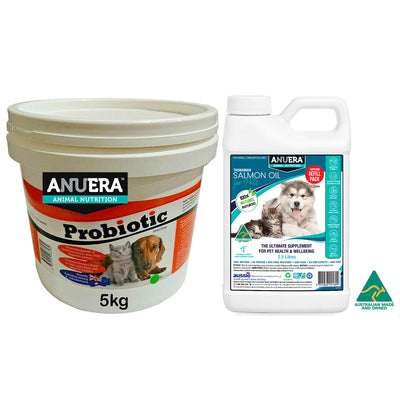 ANUERA Complete Health Pack for Pets 5kg Probiotic + 2.5 Litre Salmon Oil