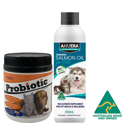 ANUERA Complete Health Pack for Pets 250g Probiotic + 250ml Salmon Oil