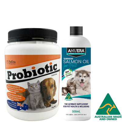 ANUERA Complete Health Pack for Pets 1kg Probiotic + 500ml Salmon Oil