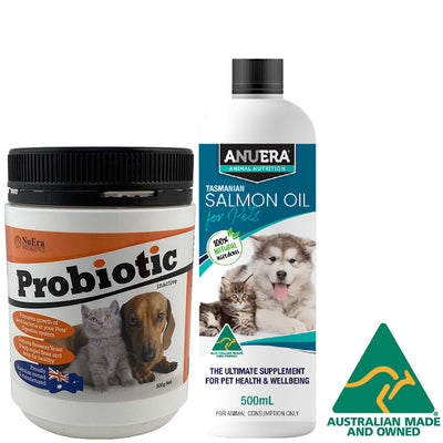 ANUERA Complete Health Pack for Pets 500g Probiotic + 500ml Salmon Oil