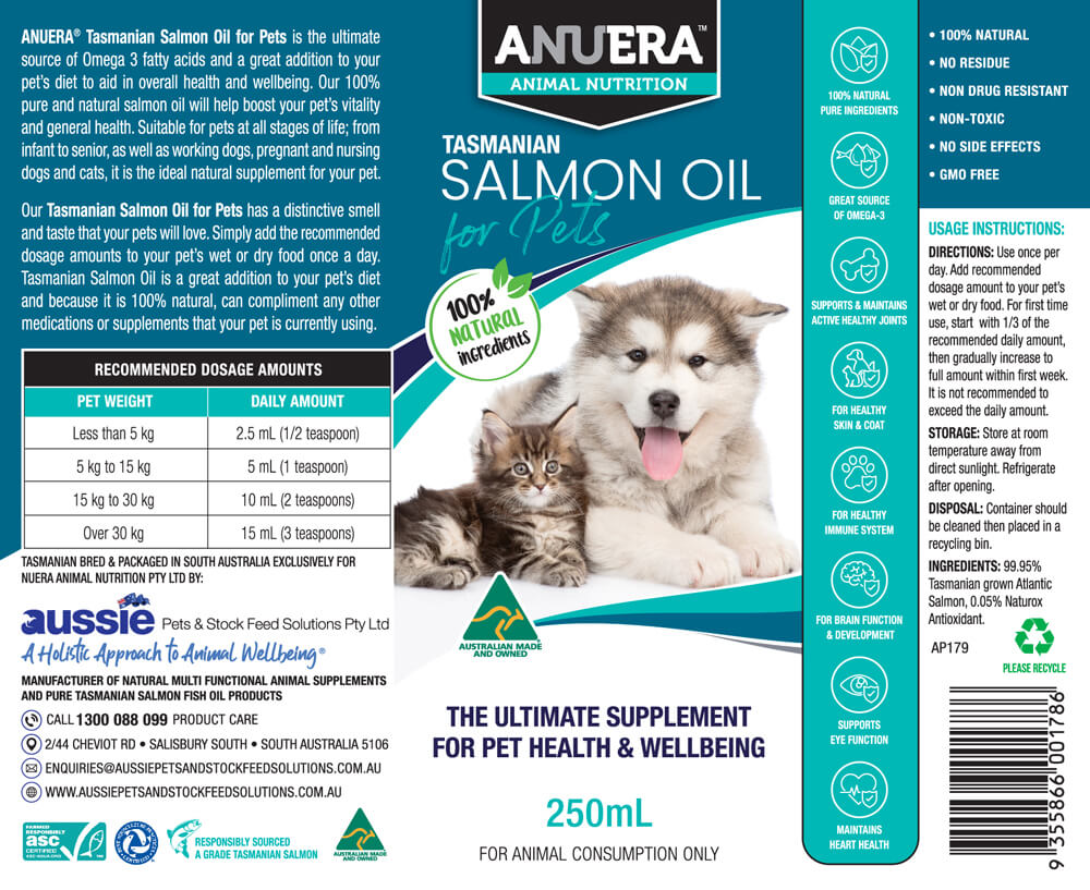 ANUERA Tasmanian Salmon Oil for Pets 250ml