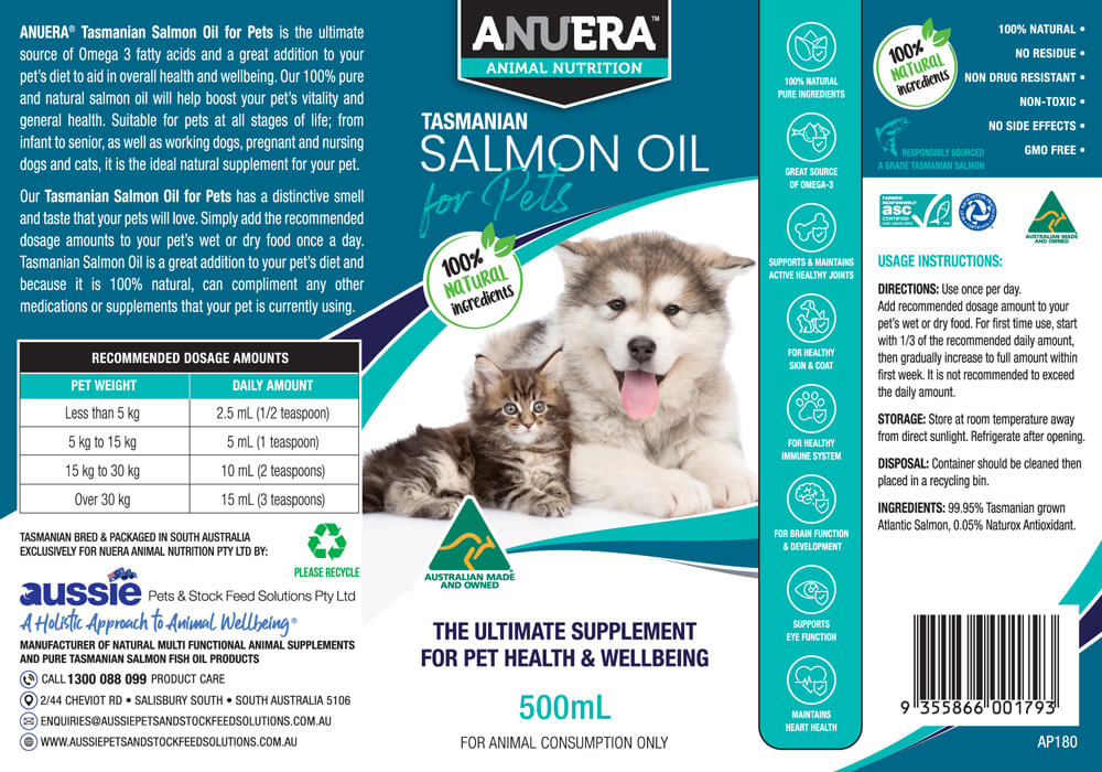 ANUERA Tasmanian Salmon Oil for Pets 500ml