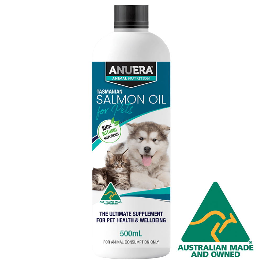 ANUERA Tasmanian Salmon Oil for Pets 500ml – Omega 3, 6 & 9 | Skin, Joint & Coat Support