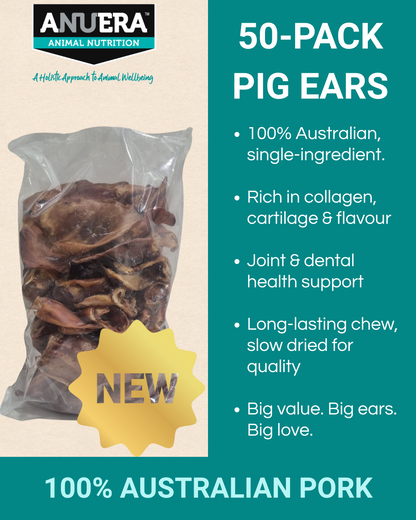 Bulk Pack 50 X-Large Dehydrated Pig Ears